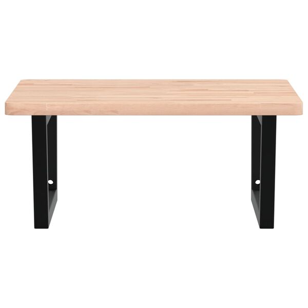 vidaXL Стенен рафт за мивка, стомана и масивно дърво бук