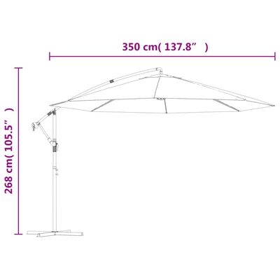 vidaXL Градински чадър, чупещо рамо и алуминиев прът, 350 см, теракота