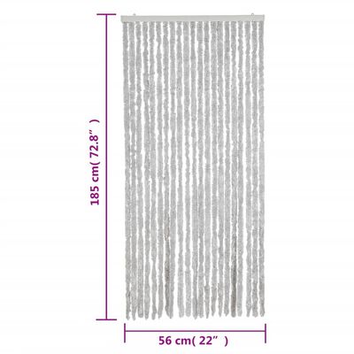 vidaXL Ресни за врата против мухи, сиво, 56x185 см, шенил