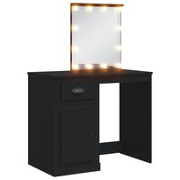 vidaXL Тоалетка с LED лампи, черна, 90x42x132,5 см