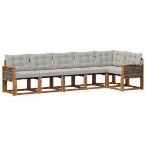 vidaXL Комплект дивани за открито 6 pcs Натурално и светлосиво