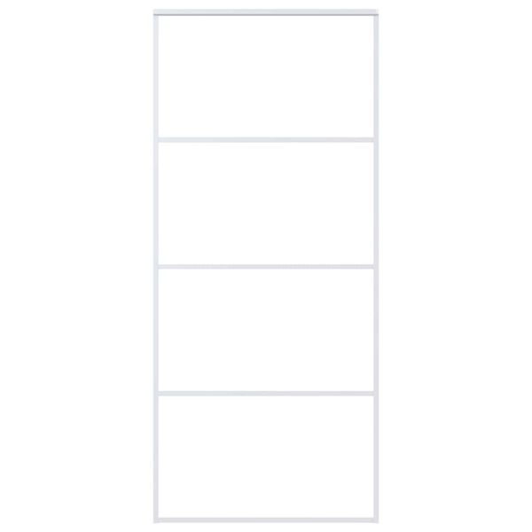 vidaXL Плъзгаща се врата матирано ESG стъкло и алуминий 90x205 см бяла