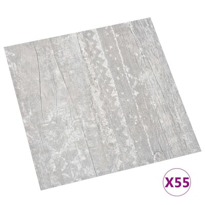 vidaXL Самозалепващи подови дъски, 55 бр, PVC, 5,11 м², сиви