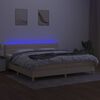 vidaXL Боксспринг легло с матрак и LED, кремава, 200x200 см, плат