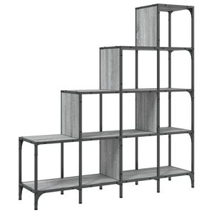 vidaXL Библиотека, сив сонома, 122x30x132 см, инженерно дърво и метал