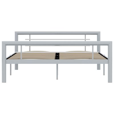 vidaXL Рамка за легло, сиво и бяло, метал, 160x200 cм