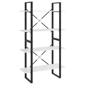 vidaXL 4-етажна библиотека, бяла, 80x30x140 см, инженерно дърво