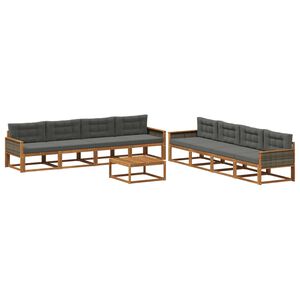 vidaXL Комплект дивани за открито 9 pcs Натурален и Антрацит