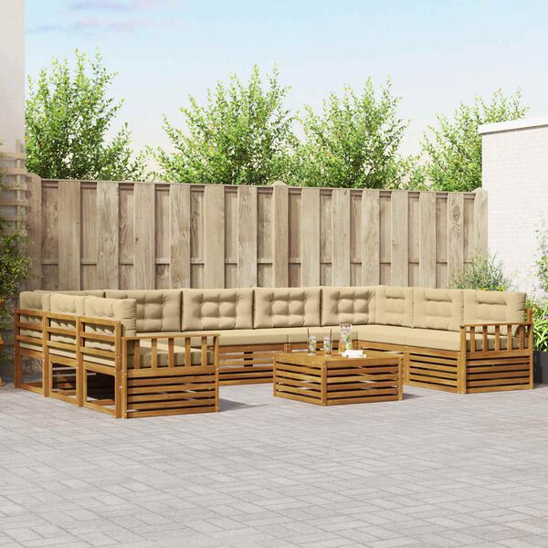 vidaXL Комплекти дивани с възглавница 10 pcs Натурален и Бежов