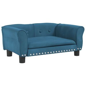 vidaXL Кучешко легло Синьо 70x45x30 см кадифе