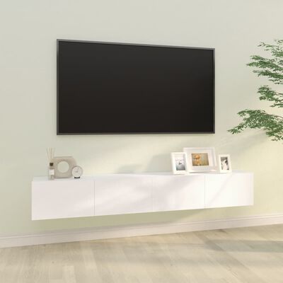 vidaXL Стенни ТВ шкафове, 2 бр, бели 100x30x30 см, инженерно дърво