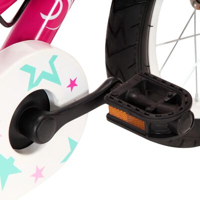 vidaXL Детски велосипед, 16 цола, черно и розово