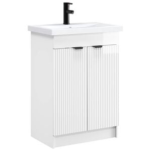 vidaXL Комплект мебели за баня Бял гланц 78,5 x 37,5 x 81 см