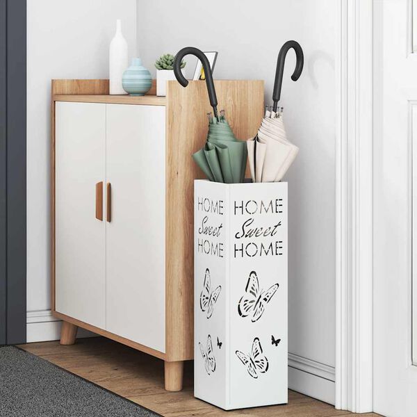 vidaXL Стойка за чадър Бяло 15.5 х 15.5 х 49 см Метал