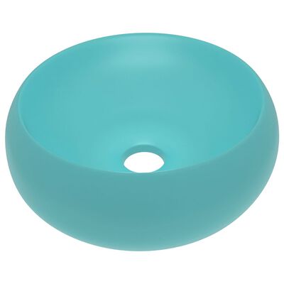 vidaXL Луксозна кръгла мивка, матово светлозелена, 40x15 см, керамика