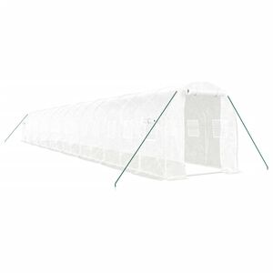 vidaXL Оранжерия със стоманена рамка бяла 32 м&sup2; 16x2x2 м