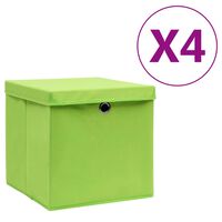 vidaXL Кутии за съхранение с капаци 4 бр 28x28x28 см зелени