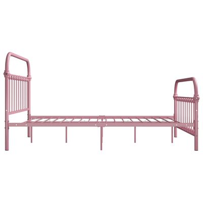 vidaXL Рамка за легло, розова, метал, 140x200 см