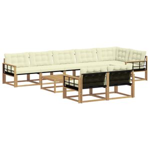 vidaXL Комплект дивани за открито 9 pcs Бяло и кремаво 79 x 79 x 37 см