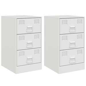 vidaXL Нощни шкафчета, 2 бр, бели, 34,5x39x62 см, стомана