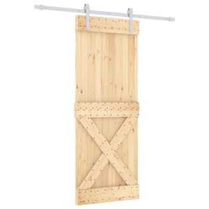 vidaXL Преплъзваща се врата 80 x 210 cm Естествено и бяло
