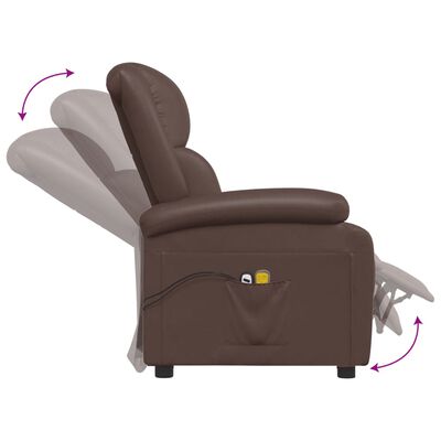 vidaXL Електрически масажен стол,кафяво, изкуствена кожа