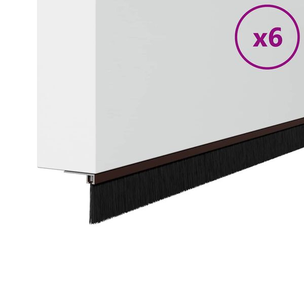 vidaXL Самозалепващи се четки за уплътняване на врати 6 pcs Кафяво