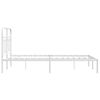 vidaXL Метална рамка за легло с горна табла, бяла, 120x190 см