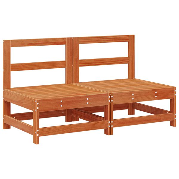 vidaXL Градинен среден диван Масивна боровина Восъчен Кафяв