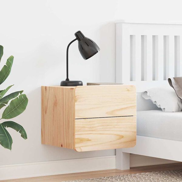 vidaXL Нощно шкафче 2 pcs Естествен 39 x 34 x 33 см Масивно дърво бор