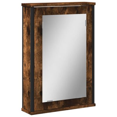 vidaXL Огледален шкаф за баня опушен дъб 42x12x60 см инженерно дърво