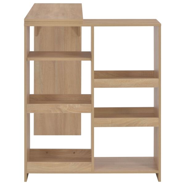 vidaXL Бар маса с подвижен рафт, дъб, 138x39x110 см