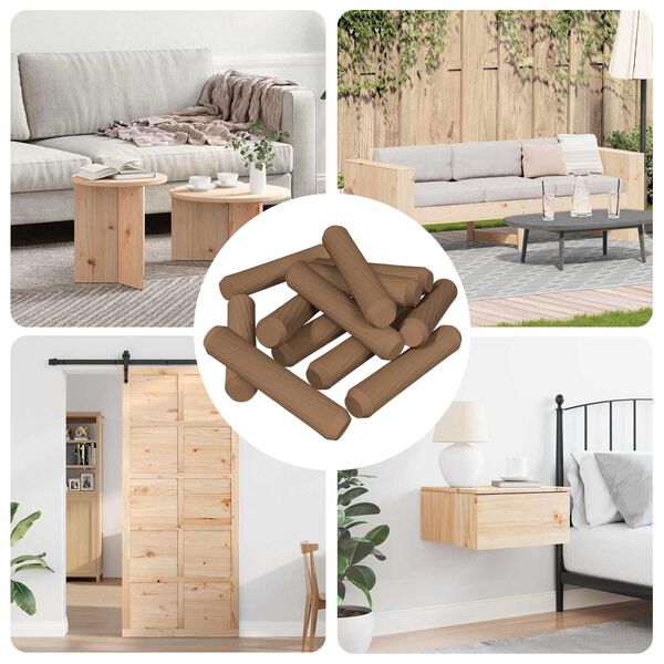 vidaXL Дървени дюбели 18000 pcs Кафяво Масивна дървесина