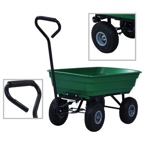 vidaXL Градинска ръчна количка, 300 кг, 75 л, зелена