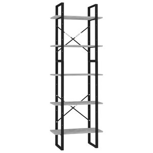 vidaXL 5-етажна библиотека бетонно сива 60x30x175 см инженерно дърво