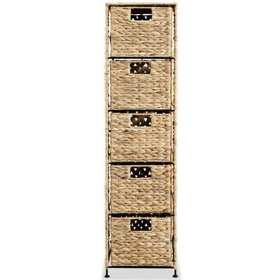vidaXL Скрин с 5 чекмеджета-кошници, 25,5x37x100 см, воден хиацинт