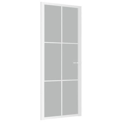 vidaXL Интериорна врата, 83x201,5 см, бял мат, стъкло и алуминий