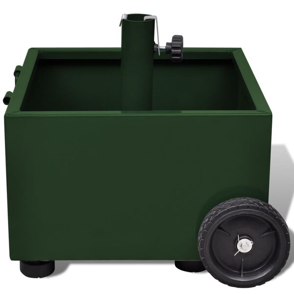 vidaXL Стойка за градински чадър със сандъче за цветя, зелена