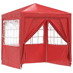 vidaXL Парти шатър 200 x 200 x 240 см Червено Полиетилен и стомана