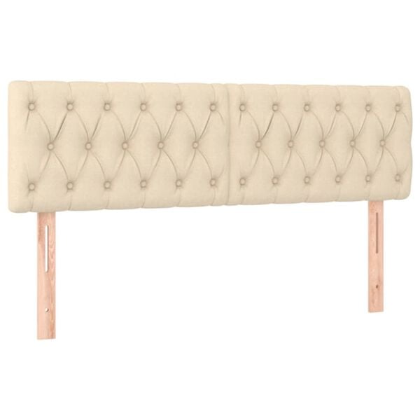 vidaXL Табла за легло, кремава, 144x7x78/88 см, плат