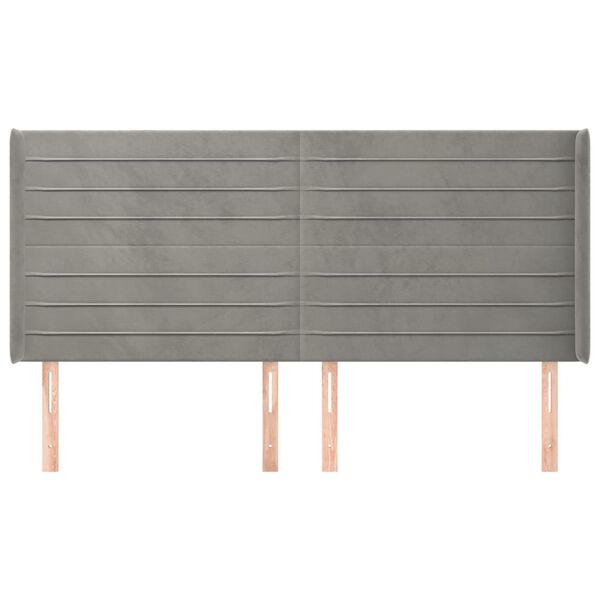 vidaXL Горна табла за легло с уши, светлосива,203x16x118/128см, кадифе