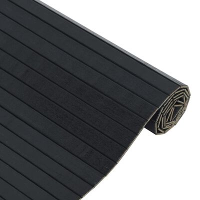 vidaXL Килим, правоъгълен, черен, 100x300 см, бамбук
