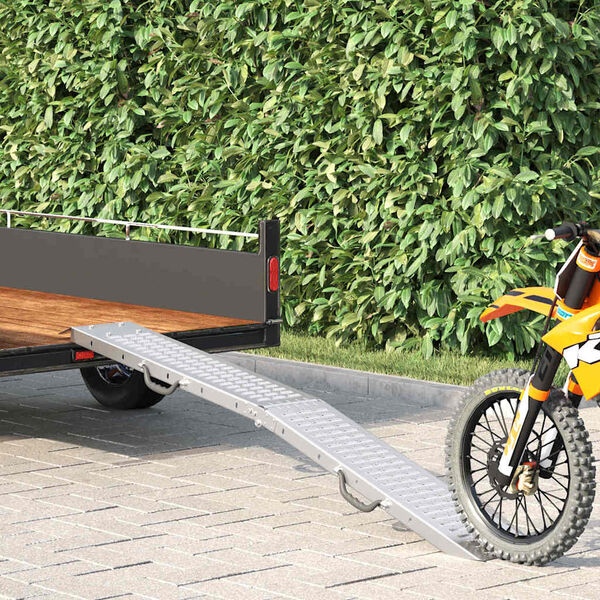 vidaXL Сгъваема рампа 200кг на рампа Сребрист 186 x 23 x 4,5 см