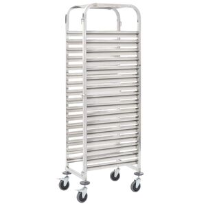 vidaXL Кухненска количка за 16 табли 38x55x163 см инокс