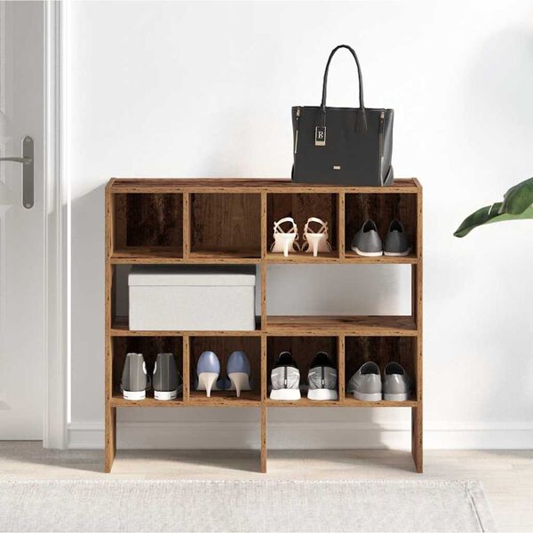 vidaXL Поставки за обувки, 2 бр, стифируеми, старо дърво, 89,5x30x40см