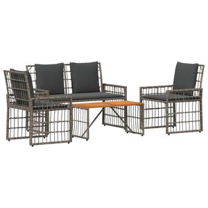 vidaXL Комплект за външни мебели 4 pcs Черно и тъмно сиво