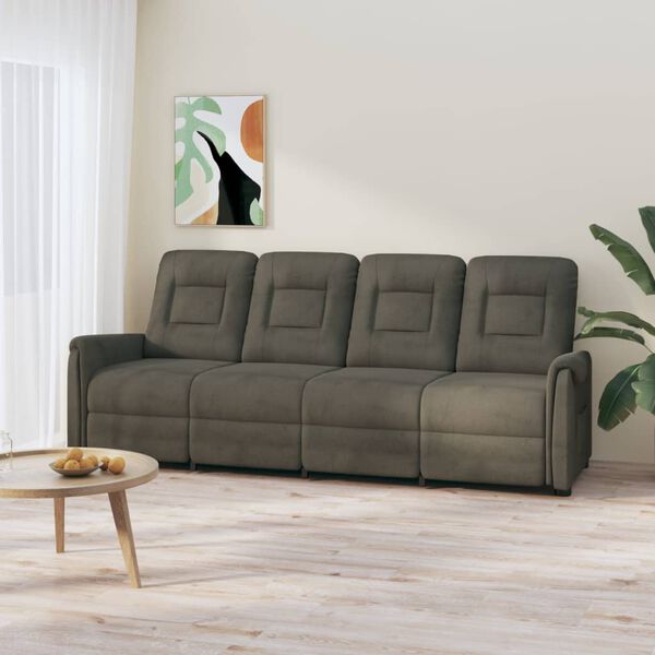vidaXL 4-местен масажен реклайнер, тъмносив, микрофибърна тъкан