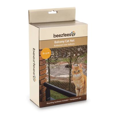 Beeztees Предпазна мрежа за балкон за котки, прозрачна, 8x3 м, 41084
