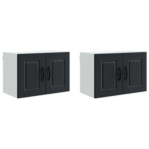 vidaXL Кухненски шкаф 2 pcs Черно 60 x 31 x 40 см Инженерно дърво