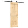 vidaXL Плъзгаща врата с монтажни части, 70x210 см, борово дърво масив